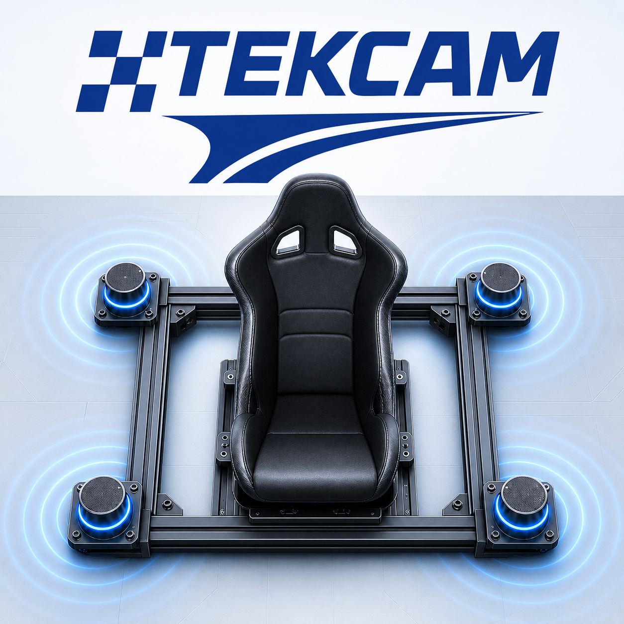 Logo Tekcam e illustrazione di quattro moduli Rumble attorno al cockpit